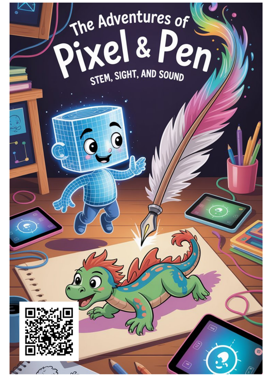 🖋️✨ The Adventures of Pixel & Pen – AR Poster (13" × 19")